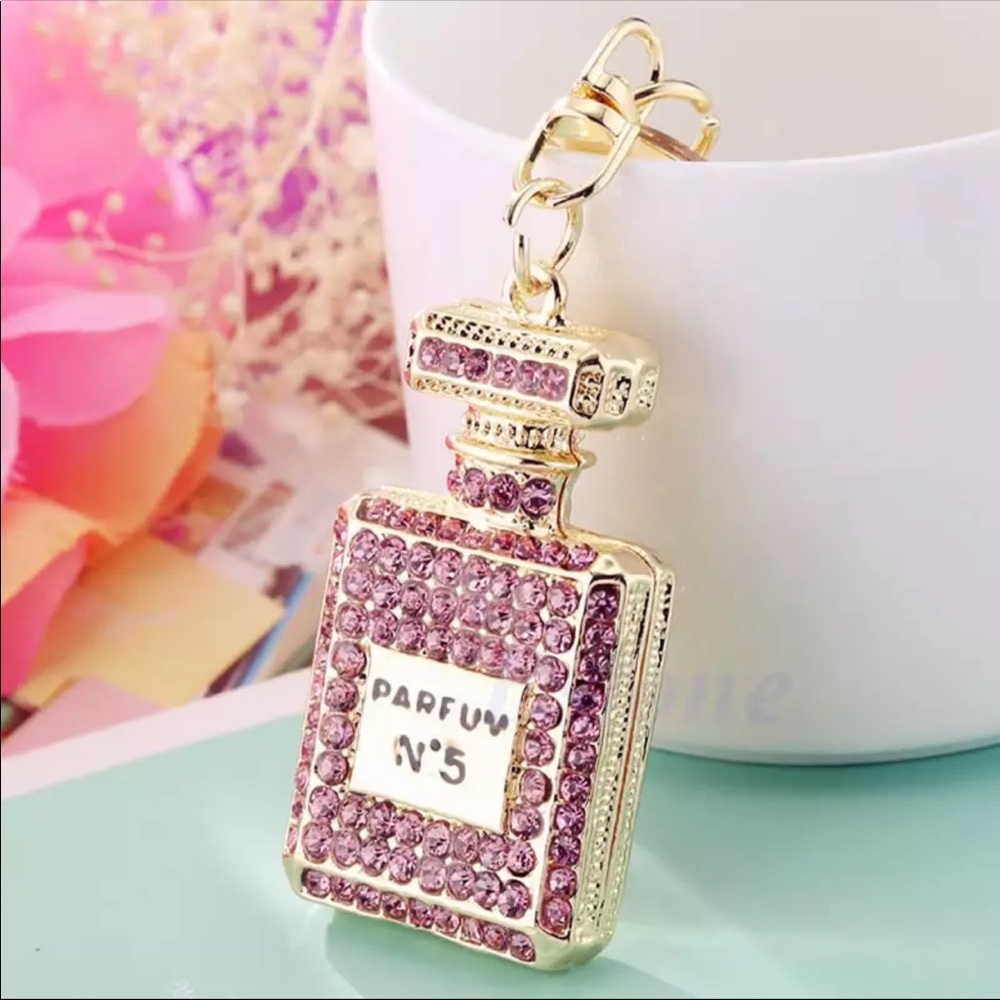 Two Rhinestone Fragrance Bottle Keychains - Picture 3 of 4